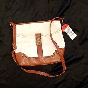 S&CO. Cream and Whiskey Brown Purse